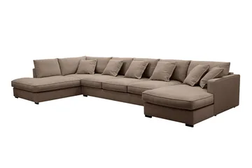 Rossita Lyx 6-sits Högervänd U-formad Extra djup Soffa med Divan och Schäslong i Tyg - Mörkbrun - Products - Möbler - Soffa - U-soffa