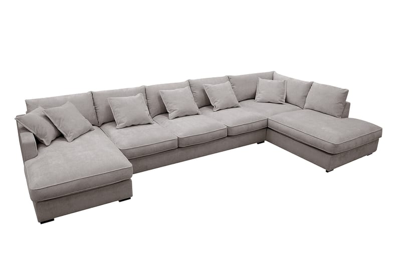 Rossita Lyx 6-sits Vänstervänd U-formad Extra djup Soffa med Divan och Schäslong i Chenille - Grå/Brun - Products - Möbler - Soffa - U-soffa