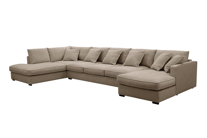 Rossita Lyx 6-sits Vänstervänd U-formad Extra djup Soffa med Divan och Schäslong i Tyg - Brun - Products - Möbler - Soffa - U-soffa
