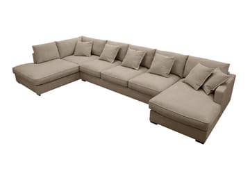 Rossita Lyx 6-sits Vänstervänd U-formad Extra djup Soffa med Divan och Schäslong i Tyg - Brun - Products - Möbler - Soffa - U-soffa