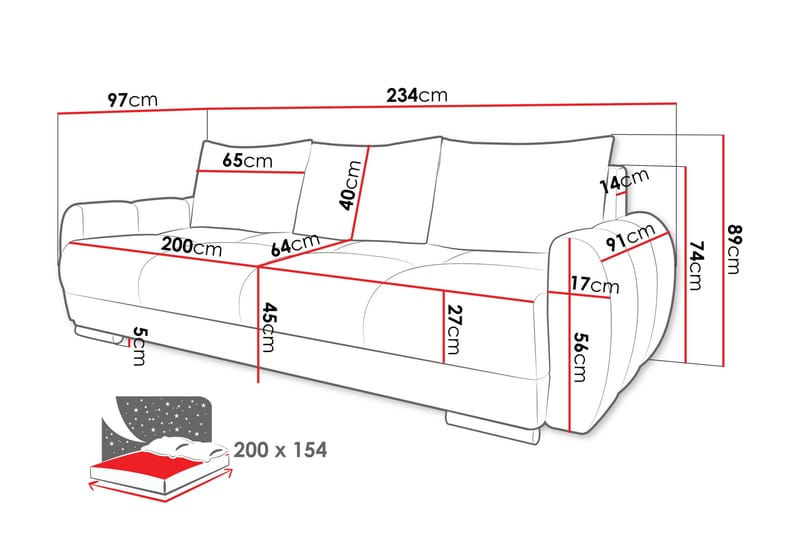 Simerly Soffa 3-sits - Svart - Products - Möbler - Soffa - 3 sits soffa
