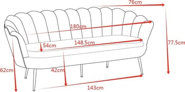 Soffa 3-sits i svart sammet - Kingsley - Svart - Products - Möbler - Soffa - Sammetssoffa