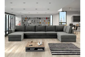 Taberk Soffa med Divan och Schäslong 5-sits - Grå - Products - Möbler - Soffa - Sammetssoffa