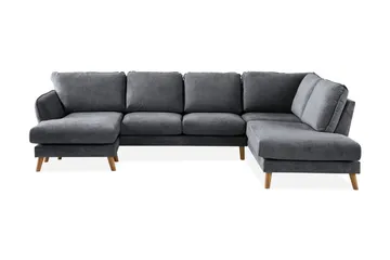 Trend Lyx 4-sits Högervänd U-formad Soffa med Divan och Schäslong i Tyg, Mörkgrå