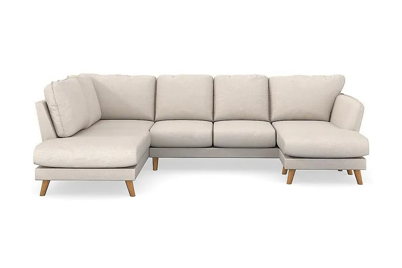 Trend Lyx 4-sits Vänstervänd U-formad Soffa med Divan och Schäslong i Tyg, Beige
