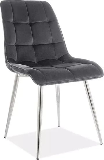 Chic matstol - Svart sammet/krom - Svart sammet/krom - Products - Möbler - Fåtölj & stolar - Matstol & köksstol