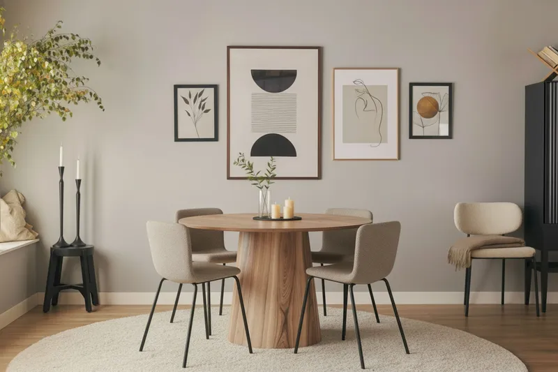 Katy Matstol - Greige Bouclé / Metallben Svart - Products - Möbler - Fåtölj & stolar - Matstol & köksstol