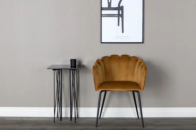 Limhamn Stol Sammet - Gul - Products - Möbler - Fåtölj & stolar - Matstol & köksstol