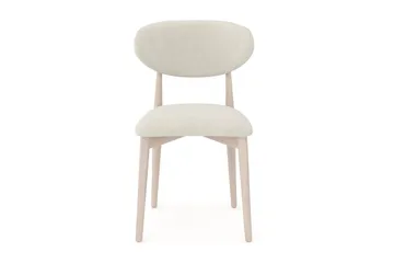 Molly Matstol i trä med tygsits - Whitewash/Beige - Products - Möbler - Fåtölj & stolar - Matstol & köksstol
