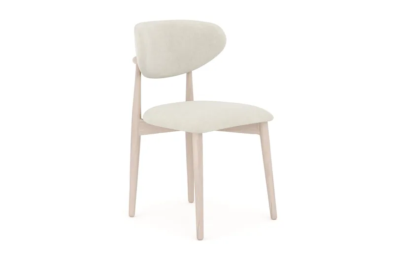 Molly Matstol i trä med tygsits - Whitewash/Beige - Products - Möbler - Fåtölj & stolar - Matstol & köksstol