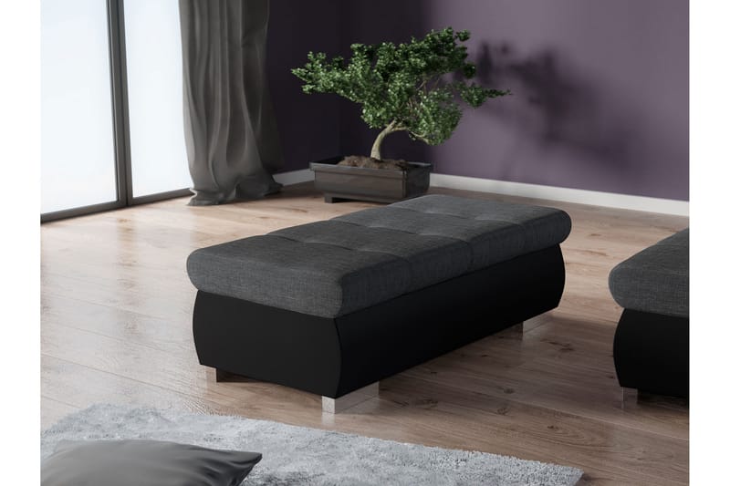Cerys Fotpall 60 cm - Svart/Mörkgrå - Products - Möbler - Fåtölj & stolar - Pall & puff - Fotpallar