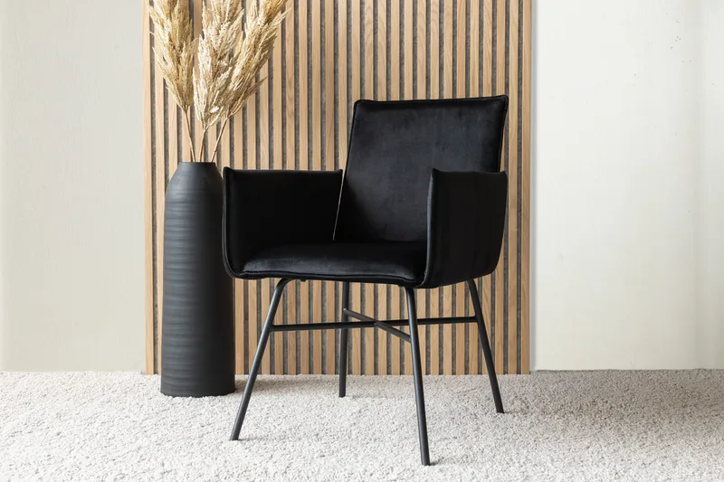 Petra Karmstol - Sammet/Svart - Products - Möbler - Fåtölj & stolar - Matstol & köksstol