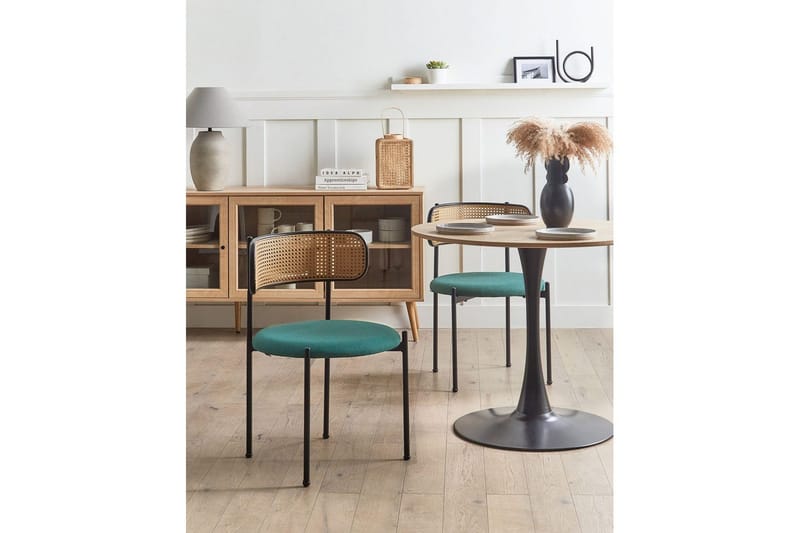Set med 2 matstolar Andover - Svart, ljust trä, grönt - Products - Möbler - Fåtölj & stolar - Matstol & köksstol