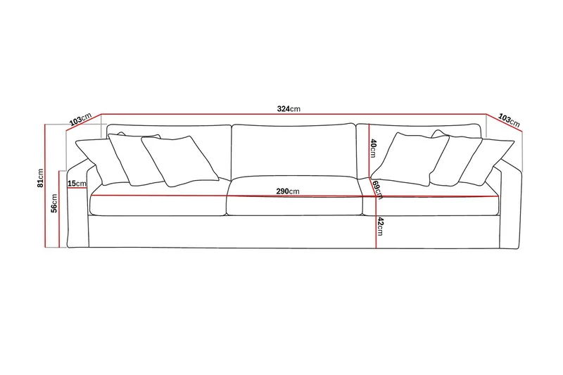 Valencia Extra Djup 5-sits Soffa med avtagbar och tvättbar klädsel - Mörkbrun - Products - Möbler - Soffa