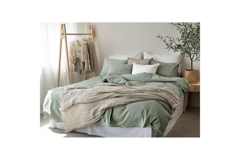 Påslakanset Enkelsäng 2-Dels Washed - Grön - Products - Textil & mattor - Sängkläder - Bäddset & påslakanset - Påslakanset dubbelsäng