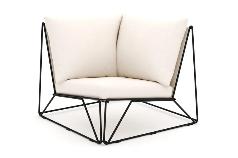 Usteryd hörnmodul utomhus i järn med vattenavisande dyna i beige, Svart