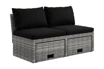 Bahamas Liten Balkongsoffa med dynor och pallar i konstrotting - Grå - Products - Utemöbler & utemiljö - Balkong & altan - Balkongmöbler - Balkongsoffa