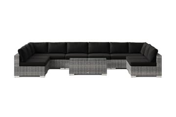 Bahamas U-formad utomhus loungegrupp med öppet avslut, 9-sits med bord - Grå - Products - Utemöbler & utemiljö - Loungemöbler - Loungeset & loungegrupp