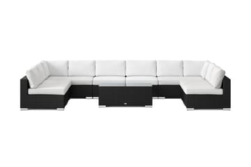 Bahamas U-formad utomhus loungegrupp med öppet avslut, 9-sits med bord - Svart - Products - Utemöbler & utemiljö - Loungemöbler - Loungeset & loungegrupp