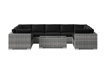 Bahamas U-formad utomhus loungegrupp med stängt avslut, 9-sits med bord - Grå - Products - Utemöbler & utemiljö - Loungemöbler - Loungeset & loungegrupp