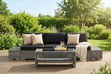 Bahamas utesoffa 3-sits med bord med hylla - Grå - Products - Utemöbler & utemiljö - Loungemöbler - Loungeset & loungegrupp