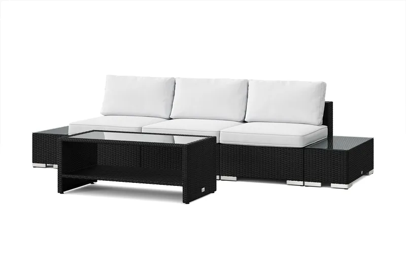 Bahamas utesoffa 3-sits med bord med hylla - Svart - Products - Utemöbler & utemiljö - Loungemöbler - Loungeset & loungegrupp