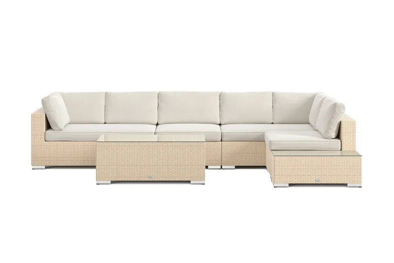 Bahamas utesoffa 6-sits vändbar schäslong med avslut och bord - Beige - Products - Utemöbler & utemiljö - Loungemöbler - Loungeset & loungegrupp