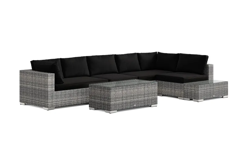 Bahamas utesoffa 6-sits vändbar schäslong med avslut och bord - Grå - Products - Utemöbler & utemiljö - Loungemöbler - Loungeset & loungegrupp