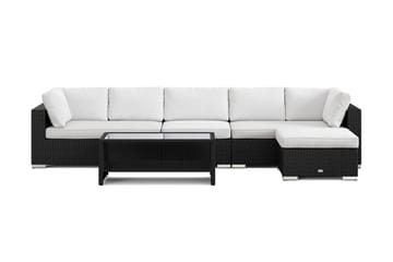 Bahamas utomhus divansoffa 6-sits med vändbar divan och bord med hylla - Svart - Products - Utemöbler & utemiljö - Loungemöbler - Loungeset & loungegrupp
