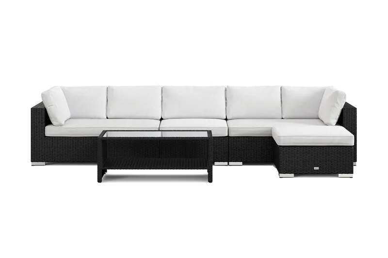 Bahamas utomhus divansoffa 6-sits med vändbar divan och bord med hylla - Svart - Products - Utemöbler & utemiljö - Loungemöbler - Loungeset & loungegrupp