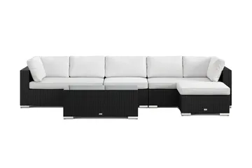 Bahamas utomhus divansoffa 6-sits med vändbar divan och bord - Svart - Products - Utemöbler & utemiljö - Loungemöbler - Loungeset & loungegrupp