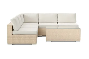 Bahamas utomhus hörnsoffa 5-sits vändbar med öppet avslut och bord - Beige - Products - Utemöbler & utemiljö - Loungemöbler - Loungeset & loungegrupp