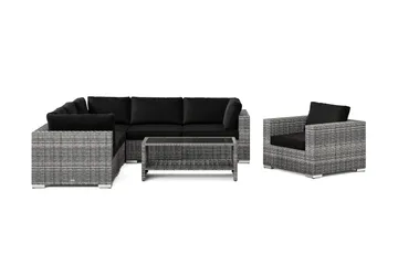 Bahamas utomhus hörnsoffa 6-sits vändbar med fåtölj och bord med hylla - Grå - Products - Utemöbler & utemiljö - Loungemöbler - Loungeset & loungegrupp