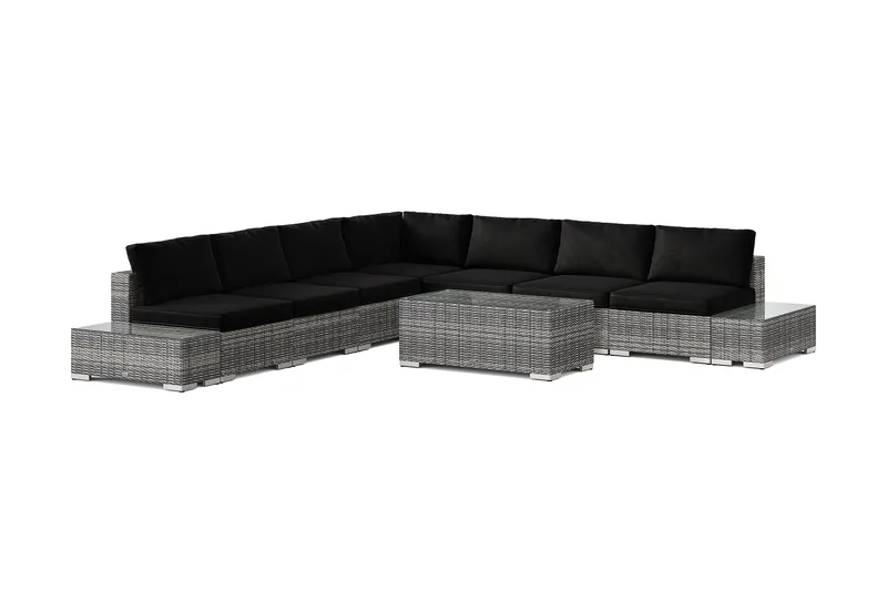 Bahamas utomhus hörnsoffa 7-sits vändbar med öppet avslut och bord, Grå