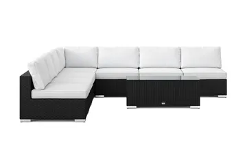 Bahamas utomhus hörnsoffa 7-sits vändbar med öppet avslut och bord - Svart - Products - Utemöbler & utemiljö - Loungemöbler - Loungeset & loungegrupp