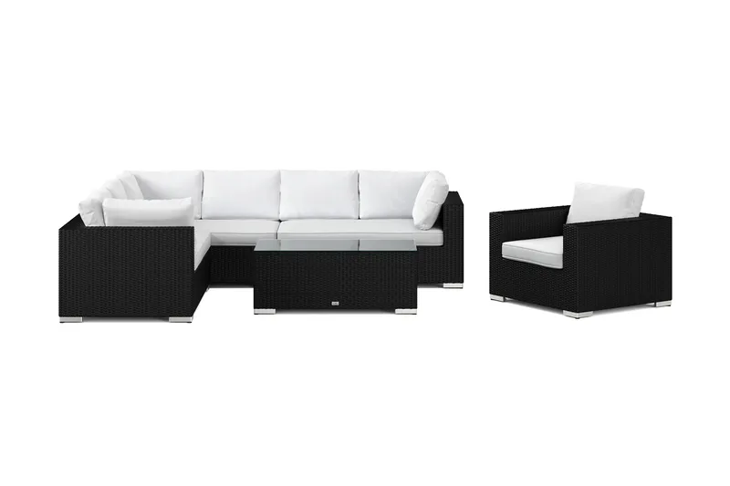 Bahamas utomhus L-soffa höger 7-sits med fåtölj och bord - Svart - Products - Utemöbler & utemiljö - Loungemöbler - Loungeset & loungegrupp