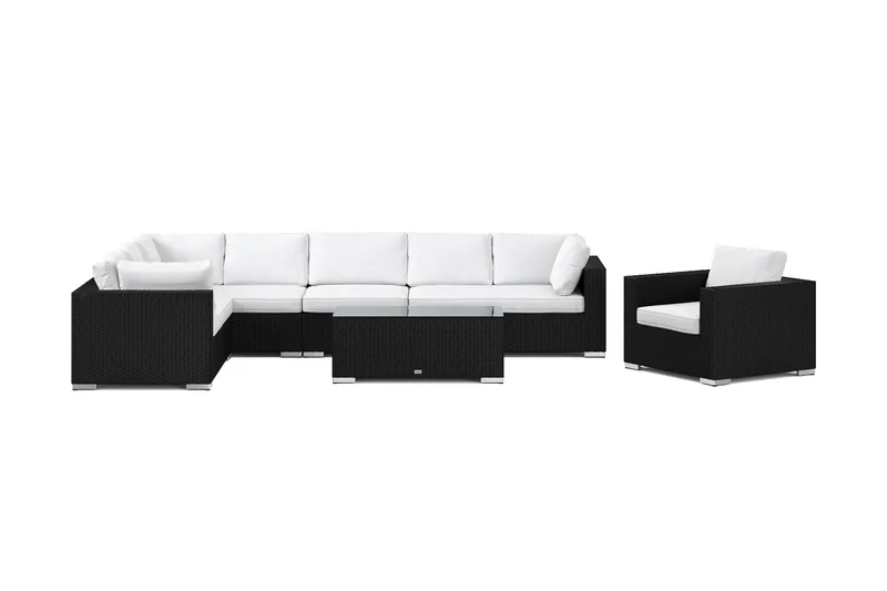 Bahamas utomhus L-soffa höger 8-sits med fåtölj och bord - Svart - Products - Utemöbler & utemiljö - Loungemöbler - Loungeset & loungegrupp