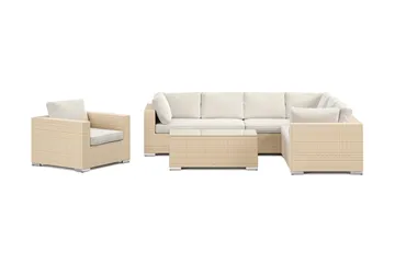 Bahamas utomhus L-soffa vänster 7-sits med fåtölj och bord - Beige - Products - Utemöbler & utemiljö - Loungemöbler - Loungeset & loungegrupp