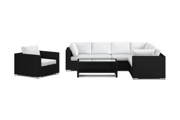 Bahamas utomhus L-soffa vänster 7-sits med fåtölj och bord med hylla - Svart - Products - Utemöbler & utemiljö - Loungemöbler - Loungeset & loungegrupp