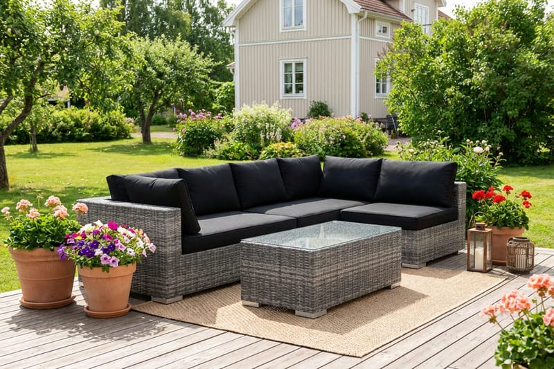 Bahamas utomhus loungegrupp 5-sits med vändbar schäslong och bord - Grå - Products - Utemöbler & utemiljö - Loungemöbler - Loungeset & loungegrupp