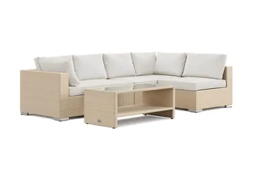 Bahamas utomhus loungegrupp 5-sits med vändbar schäslong och bord med hylla