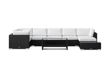Bahamas utomhus U-soffa 7-sits vändbar divan med öppet avslut och bord med hylla - Svart - Products - Utemöbler & utemiljö - Loungemöbler - Loungeset & loungegrupp