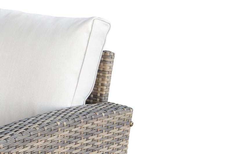 James Light Stor L-formad vändbar loungegrupp utomhus i konstrotting med förvaring och vita dynor - Brun / Beige - Products - Utemöbler & utemiljö - Loungemöbler - Loungeset & loungegrupp