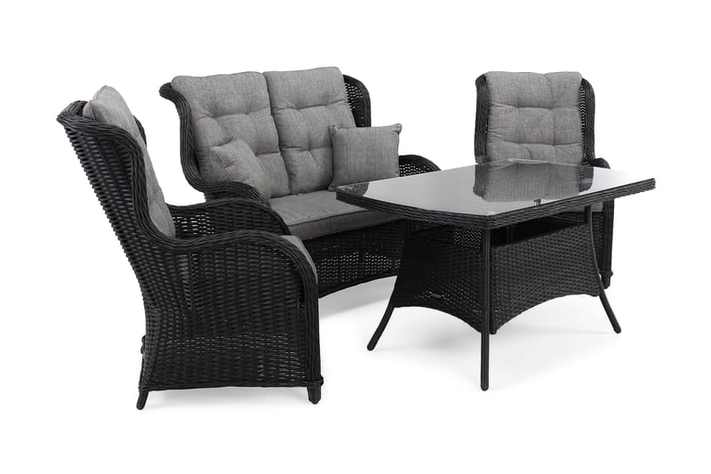 Marcus Soffgrupp 2-sits Ink. Fåtöljer - Svart / Gråa dynor - Products - Utemöbler & utemiljö - Loungemöbler - Loungeset & loungegrupp