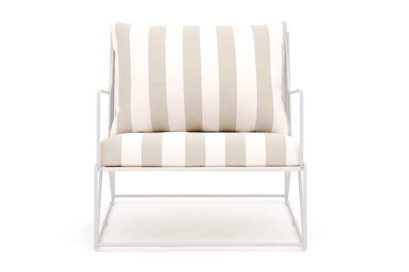 Usteryd loungefåtölj utomhus i järn med vattenavisande randig dyna - Beige / Vit - Products - Utemöbler & utemiljö - Loungemöbler - Loungestol utomhus