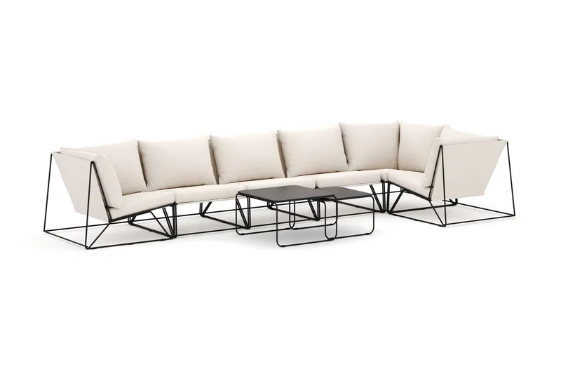 Usteryd utomhus hörnsoffa 6-sits vändbar - Svart/Beige - Products - Utemöbler & utemiljö - Loungemöbler - Loungesoffor