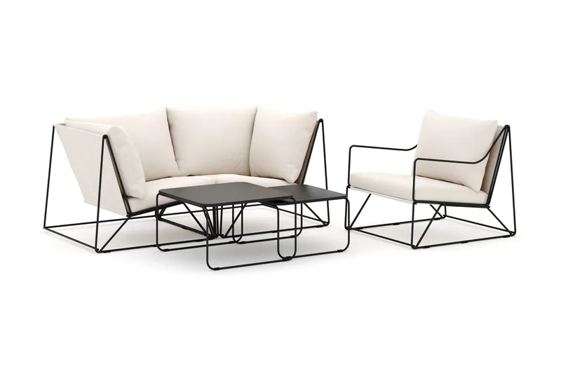 Usteryd utomhus rak 3-sits soffa med fåtölj - Svart/Beige - Products - Utemöbler & utemiljö - Loungemöbler - Loungeset & loungegrupp