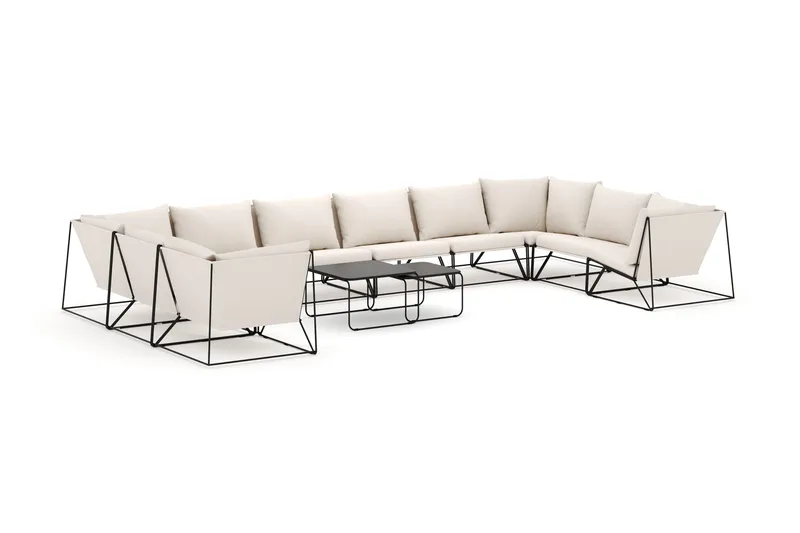 Usteryd utomhus U-soffa 10-sits med stängt avslut - Svart/Beige - Products - Utemöbler & utemiljö - Loungemöbler - Loungeset & loungegrupp