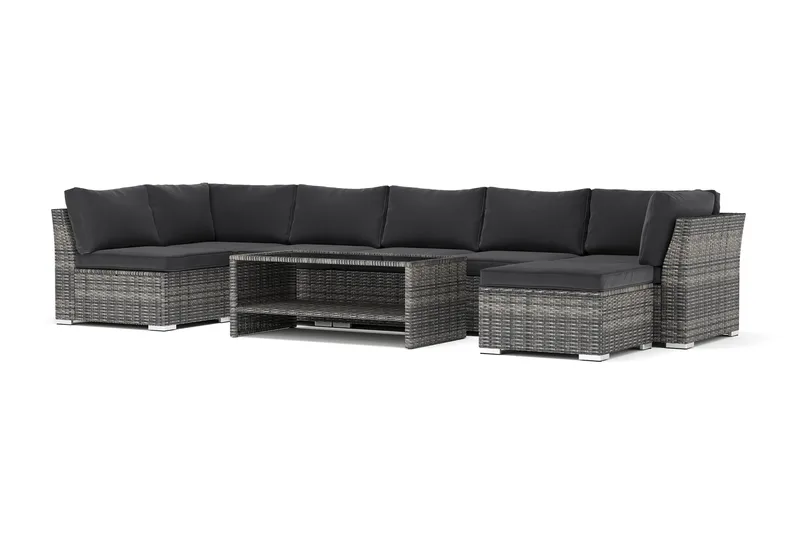 Wisconsin utomhus U-soffa 7-sits med vändbar divan, Grå