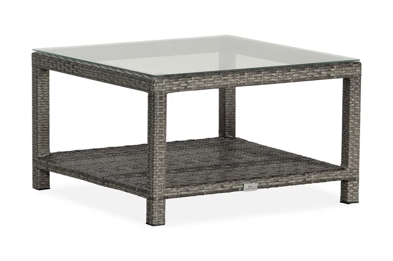 Bahamas Loungebord och Soffbord Utomhus 75 cm Konstrotting Glas - Grå - Products - Utemöbler & utemiljö - Utebord & trädgårdsbord - Loungebord & soffbord utomhus